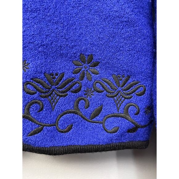 Appleseed's Cardigan Sweater Womens Petite Medium Blue Wool Embroidered - Picture 5 of 6